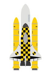 Taxi service in space. Taxi-shuttle icon in flat style.