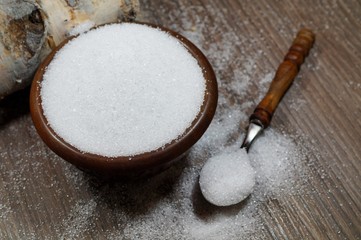 Xylitol from birch sugar - substitute white sugar - produkt used in the food industry - alternative...
