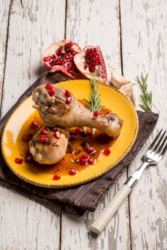 roasted chicken legs with pomegranate