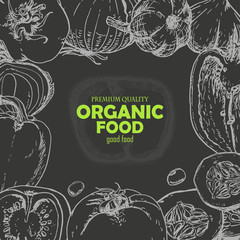 Background with vegetables in sketch style