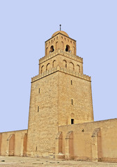 Fototapeta na wymiar Minaret of the Mosque in Kairouan, Tunisia