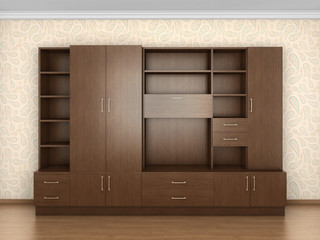 wood big cupboard empty
