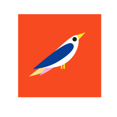 Cute vector birds card. Cartoon with bird