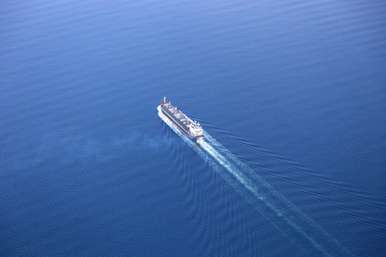 Aerial view of Cargo ship