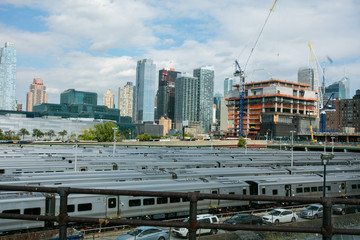 parked trains in station