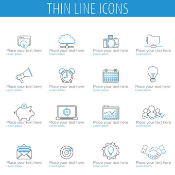 Thin Line Icons For Business, Interface