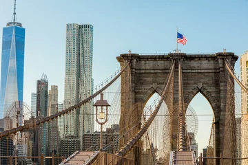Outdoor-Kissen brooklyn bridge with skyscapers © All king of people