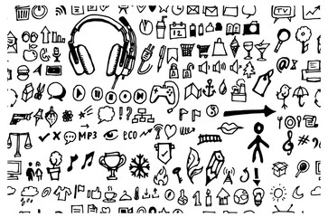 Hand drawn seamless doodle pattern with business symbols
