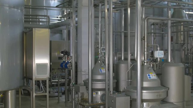 Modern water treatment cleaning equipment. Polluted water cleaning plant. 4K.