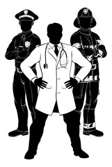 Emergency Workers Team Silhouettes
