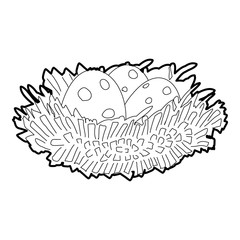 Bird nest with eggs icon, isometric 3d style