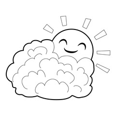 Sun and cloud icon, isometric 3d style