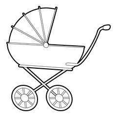 Fototapeta na wymiar Baby carriage icon, isometric 3d style