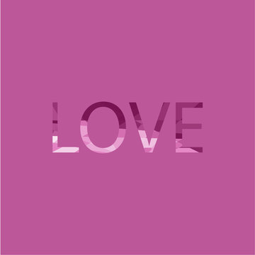 Cover design.The word love on the pink background.
