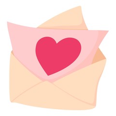 Envelope with pink valentine heart icon