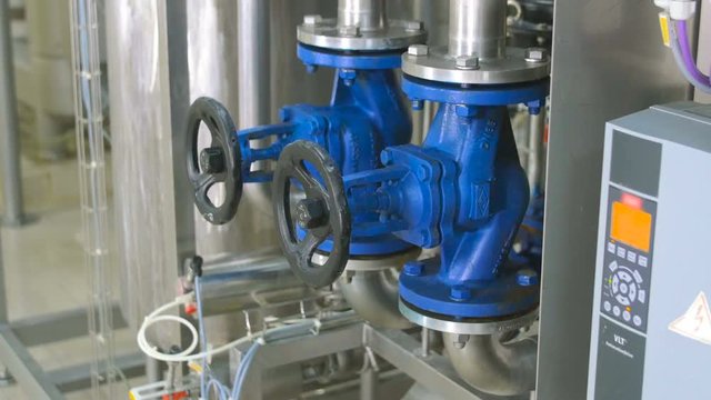 Modern complex technological industrial water purification equipment. 4K.