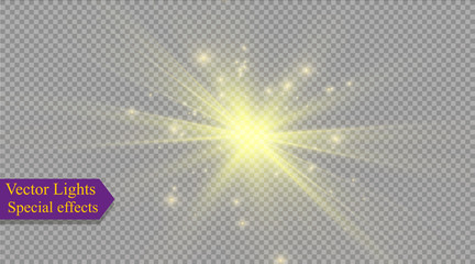 Glow light effect. Star burst with sparkles. 