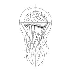 Naklejka premium Vector graphical jellyfish design.