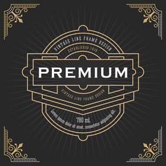 Vintage line frame design for labels, banner, logo, emblem, apparel, t- shirts, sticker and other design object. Vector illustration