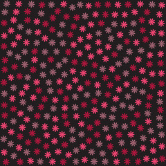 red flowers. abstract stars. black background. vector illustration.