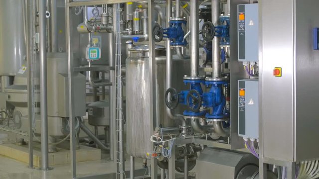 Modern complex technological industrial water purification equipment. 4K.