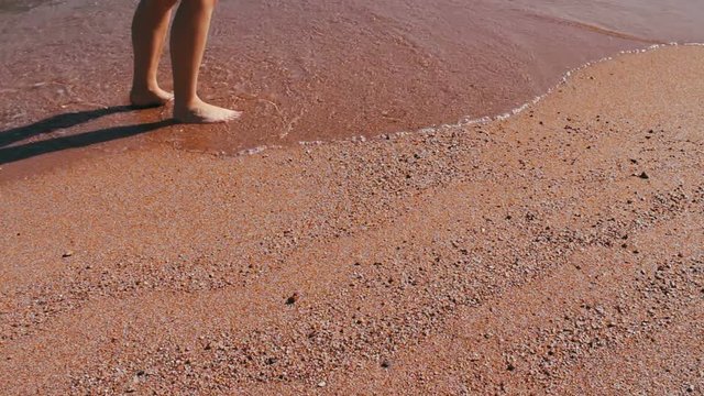 Sea waves beating against a sandy beach