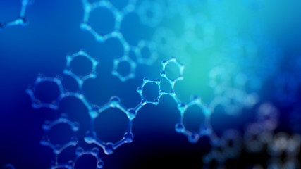 3d illustration of glass molecules. Atoms connection concept. Abstract science background.