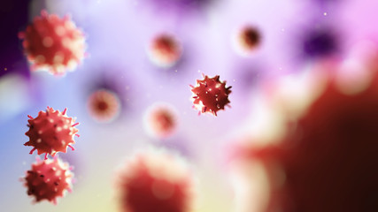 3d illustration of virus cell. Concept of microbiology background.