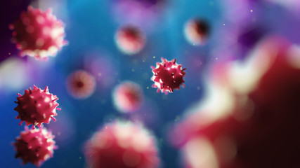 3d illustration of virus cell. Concept of microbiology background. - obrazy, fototapety, plakaty