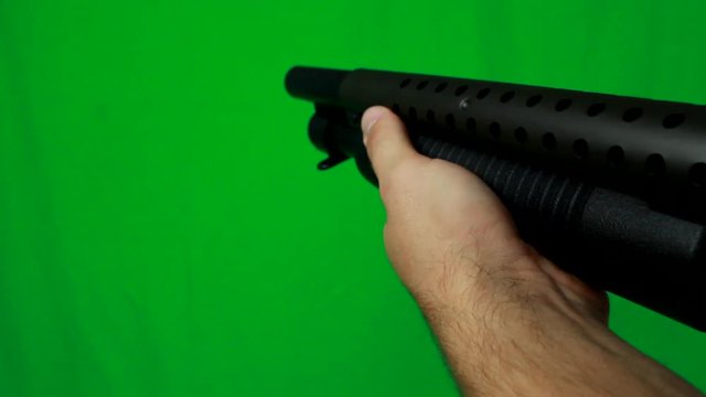 Very Close Shotgun Pull Out - Green Screen