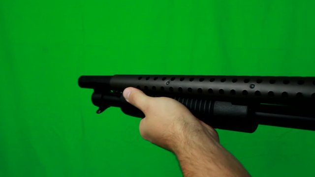 Close Shotgun Holding - Green Screen