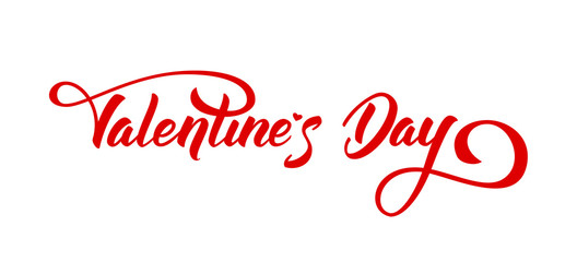 Naklejka na ściany i meble Vector illustration. Hand drawn elegant modern brush lettering of Happy Valentines Day isolated on white background.