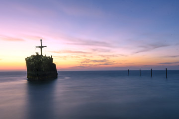Abandoned Cargo Ship in Persian Gulf near Kish Island, Iran