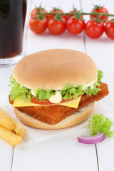 Fischburger Fisch Burger Backfisch Hamburger Cola Getränk