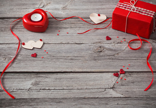 Valentines day decoration on old  background