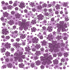 Purple pattern with lined and colored flowers.