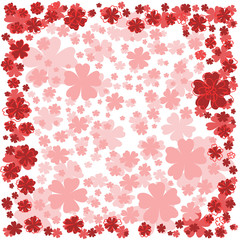 Obraz premium Floral frame with pink and red flowers on white background