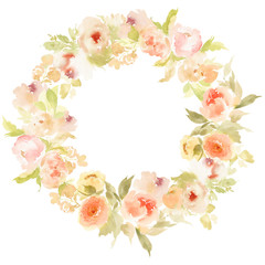 Greeting card with watercolor flowers handmade.