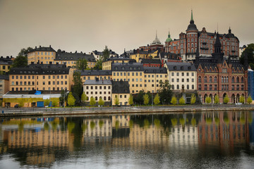 Fototapeta na wymiar Beautiful view of Sodermalm district in Stockholm, Sweden