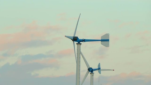 4K footage of , Wind energy turbines are one of the cleanest, renewable electric energy source.