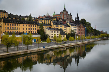 Beautiful view of Sodermalm district in Stockholm, Sweden