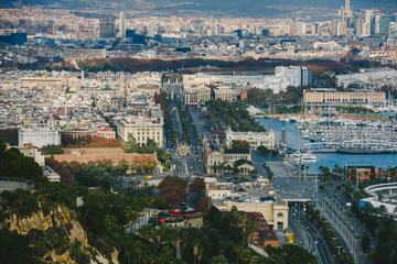 Fototapeta na wymiar Aerial cityscape of Barcelona