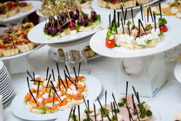 buffet table food