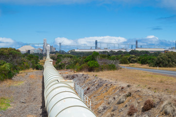 Conveyor belt pipeline to the Alcoa aluminium smelter in Portland, Australia.