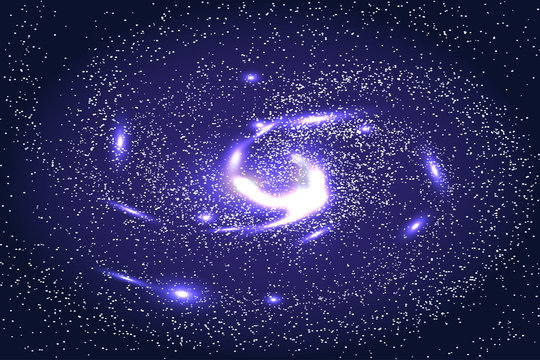 Image of galaxies, nebulae, cosmos, and effect tunnel spiral galaxy background vector illustration