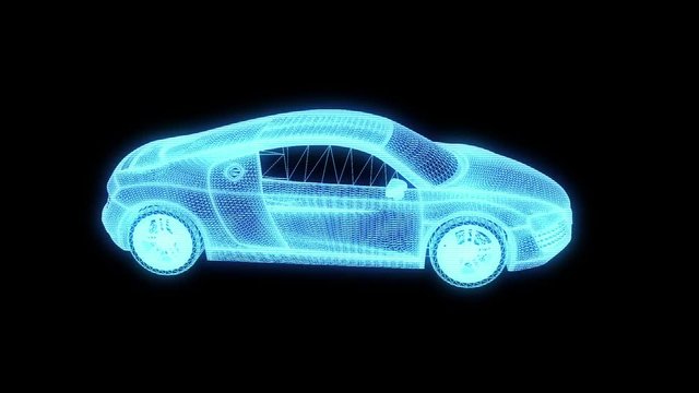 Racing Car Hologram Wireframe. Nice 3D Rendering
