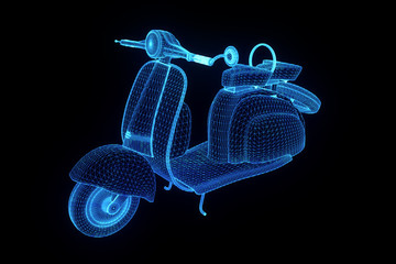 Motorroller in Hologram Wireframe Style. Nice 3D Rendering
- 132701758