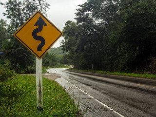 sharp curve on the way bettwen  hill
