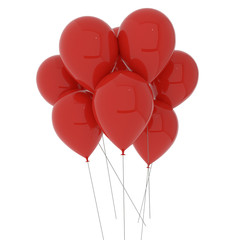 red balloons on isolated white in 3D illustration