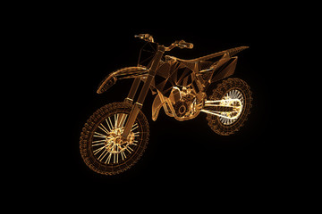 Fototapeta na wymiar Motorbike in Hologram Wireframe Style. Nice 3D Rendering 